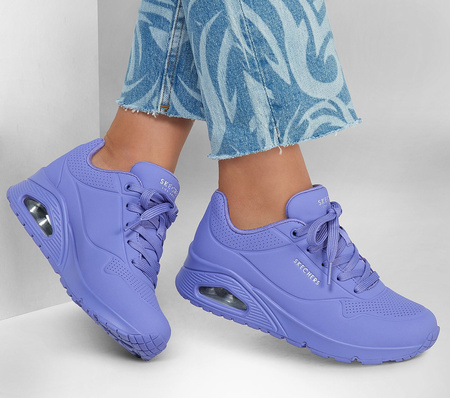 Buty sportowe damskie Skechers Uno Stand On Air lifestylowe sneakersy fioletowe (73690-LIL)