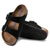 Klapki damskie czarne Birkenstock Arizona Soft Footbed Suede Leather Black narrow wąskie (951323)