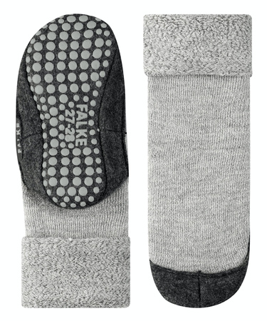 Wyprzedaż - Kapcie dziecięce z wełną merino FALKE Cosyshoe Teens SO CP light grey antypoślizgowe (10560-3400)