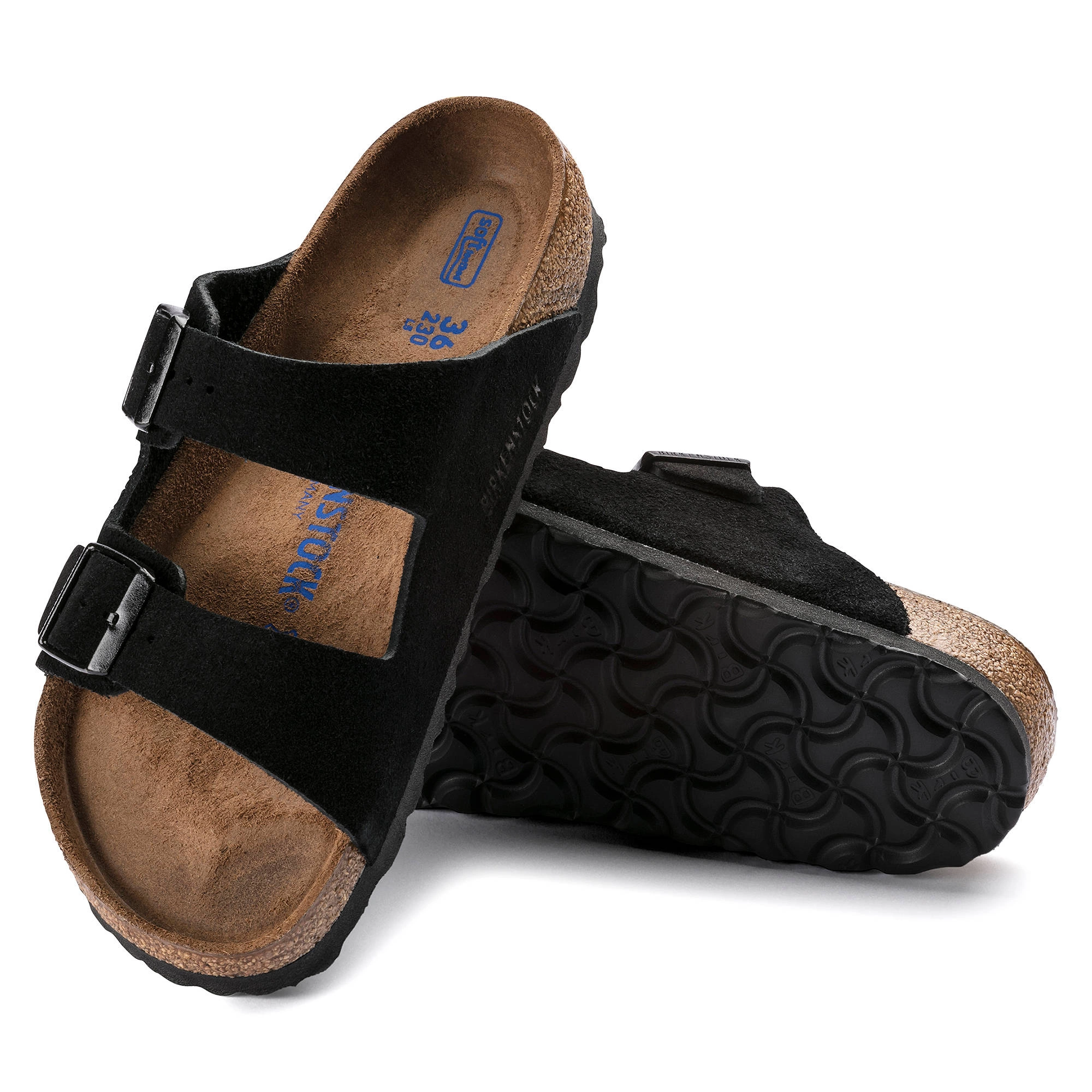 Klapki damskie czarne Birkenstock Arizona Soft Footbed Suede Leather Black  narrow wąskie (951323) - SportGrand.pl