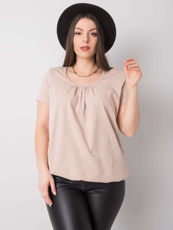 Beżowa bawełniana bluzka plus size (RV-TS-6320.85P)