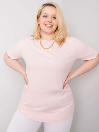 Jasnoróżowa bluzka plus size w prążek (RV-BZ-6323.92)