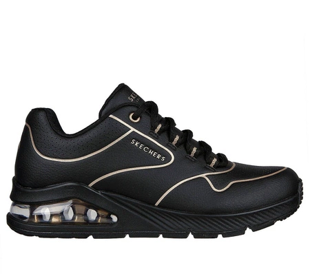 Wyprzedaż - Damskie sneakersy sportowe Skechers UNO 2 GOLDEN TRIM czarne (155637-BKGD)