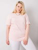 Jasnoróżowa bluzka plus size w prążek (RV-BZ-6323.92)