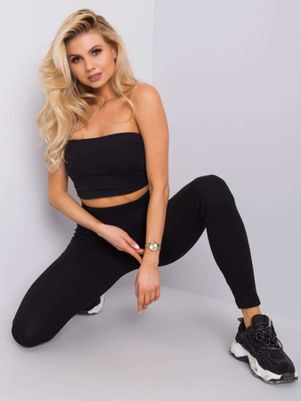 Czarne legginsy basic w prążek (RV-LG-6379.11X)