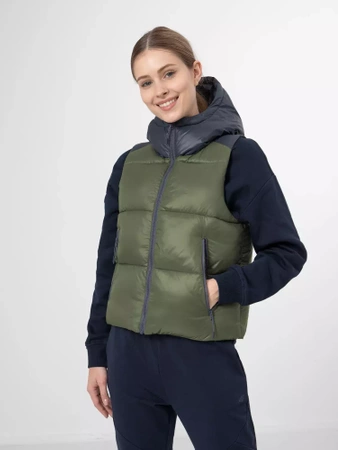 Bezrękawnik pikowany damski 4F green krótka kamizelka puchowa zielona (H4Z22-KUDP004-43S)