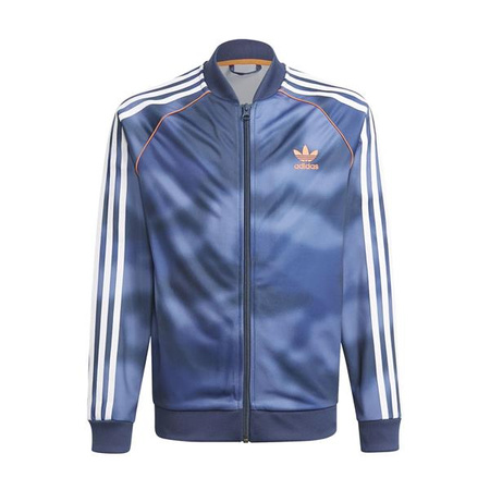 Bluza młodzieżowa Adidas Originals SST TOP rozpinana sportowa z lampasami niebieska (GN4128)