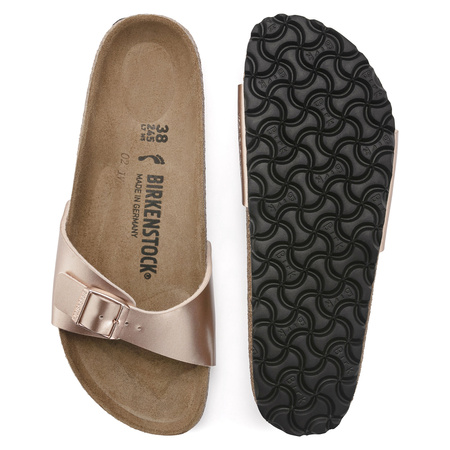 Klapki Birkenstock Madrid damskie Birko-Flor Narrow Copper na wąską stopę złoty róż (1023927)