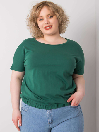 Ciemnozielona bluzka plus size z bawełny (RV-BZ-6634.27)