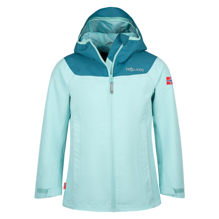 Kurtka przeciwdeszczowa dziecięca dla dziewczynki Trollkids Girls Bergen Jacket aqua/teal (611-333)