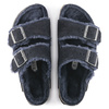 Klapki ocieplane Birkenstock Arizona VL Shearling Midnight skóra zamszowa szerokie regular (1020592)