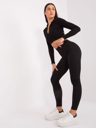 Czarne sportowe legginsy basic w prążek  (RV-LG-9327.24)