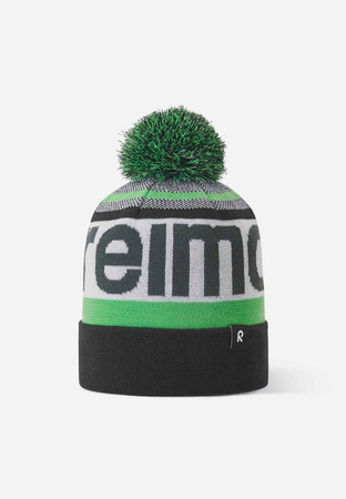 Czapka sportowa dziecięca Reima Beanie. Taasko Black  Age 3 Junior Unisex na zimę z pomponem zielona (5300058A-9991)