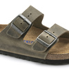 Klapki damskie/męskie Birkenstock Arizona Soft Footbed Oiled Leather Narrow Faded Khaki na wąską stopę olejowana skóra (1019377)