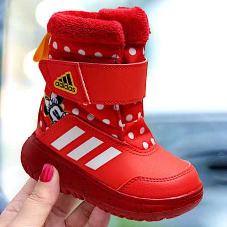 Śniegowce dziecięce adidas Winterplay Minnie I buty zimowe dla dziewczynki z Myszką Minnie czerwone (IG7191)