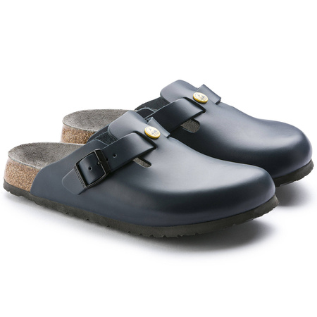 Chodaki damskie Birkenstock Boston ESD Blue skóra naturalna klapki narrow wąskie (0061388)