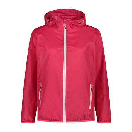 Wyprzedaż - Kurtka przeciwdeszczowa z kapturem damska CMP Woman Jacket Rain Fix Hood lekka czerwona (3X53256-37CC)