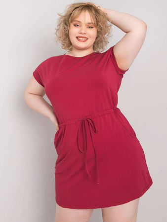 Bordowa sukienka plus size z bawełny (RV-SK-6642.89)