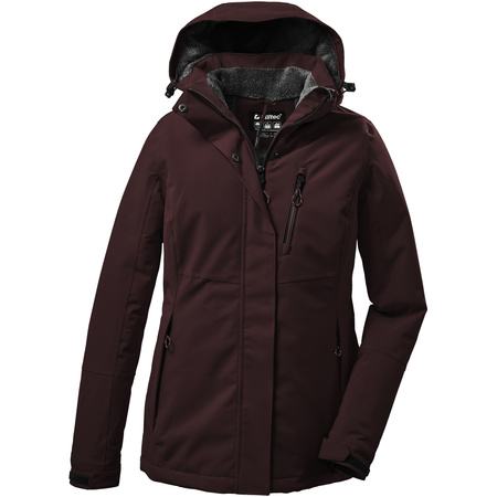 Wyprzedaż - Kurtka z kapturem outdoorowa damska Killtec KOW 140 parka techniczna zimowa bordowa (37411/447)
