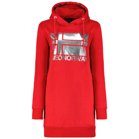 Długa bluza damska z kapturem GEOGRAPHICAL NORWAY FABIENNE RED LADY (WW4561F/GNO-RED)