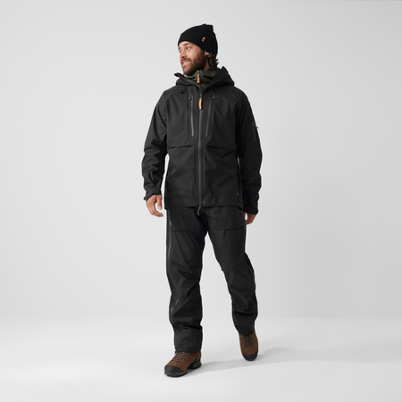 Kurtka z kapturem trekkingowa męska Fjällräven Keb Eco-Shell Jacket M Black outdoorowa czarna (F82411-550)