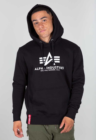 Bluza z kapturem męska Alpha Industries Basic Hoody sportowa kangurka regulowana czarna (178312-03)