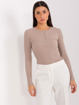 Wyprzedaż - Ciemnobeżowa bawełniana bluzka BASIC FEEL GOOD (RV-BZ-9211.26X)