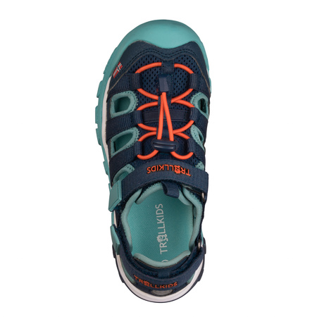 Sandały sportowe dziecięce dla chłopca/dziewczynki Trollkids Kids Kristiansand Sandal XT dark navy/dusky turquoise/glow orange (665-110)