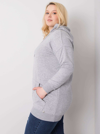 Szara melanżowa bawełniana bluza plus size z kapturem (RV-BL-6338.19X)