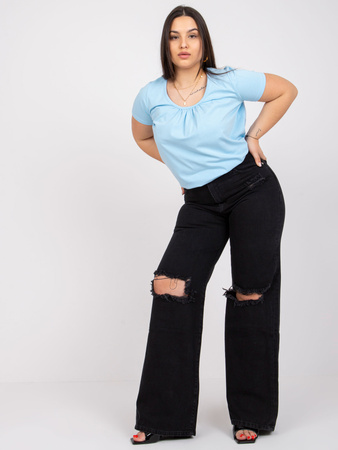 Jasnoniebieska bawełniana bluzka plus size (RV-TS-6320.85P)