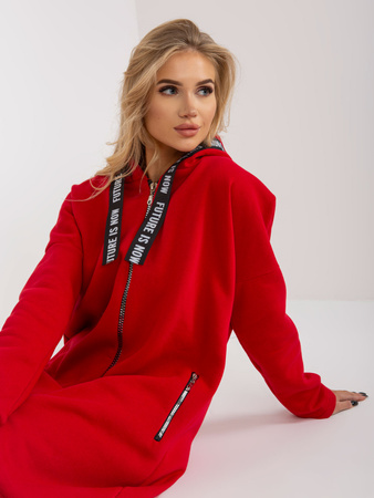 Czerwona długa dresowa bluza rozpinana oversize   (RV-BL-6683.00P)