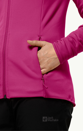 Wyprzedaż - Bluza polarowa z kapturem damska Jack Wolfskin Baiselberg Hooded FZ W sportowa różowa (1710772_2318)
