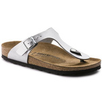 Japonki damskie Birkenstock Gizeh Birko-Flor srebrne regular szerokie (0043851)