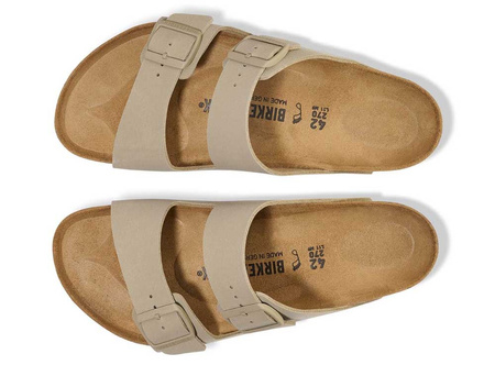 Klapki damskie Birkenstock Arizona BF Faded Khaki Birko-Flor wąskie narrow beżowe (1027697)