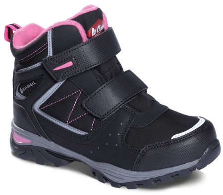 Wyprzedaż - Trapery zimowe dziecięce Smartstep Lee Cooper Black/Fuxia trekkingowe ocieplane czarne (LCJ-23-01-2061K)