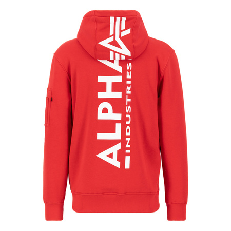 Bluza z kapturem męska Alpha Industries Back Print Hoody speed red kangurka z grafiką czerwona (178318-328)