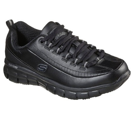 Buty sportowe damskie Skechers Sure Track Trickel sneakersy skórzane czarne (76550EC-BLK)