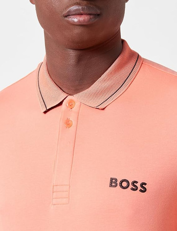 Koszulka Polo męska BOSS Paule 1 Open Red slim fit pomarańczowa (50512892-649)