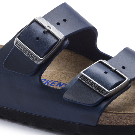 Klapki Birkenstock Arizona Soft Footbed Oiled Leather Narrow damskie/męskie Blue Niebieskie na wąską stopę olejowana skóra (1013644)