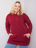 Bordowa bawełniana bluza plus size z kapturem (RV-BL-6338.19X)