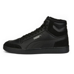 Buty zimowe męskie Puma Shuffle Mid Fur Black z futerkiem ocieplane odporne na uszkodzenia skórzane czarne (387609-01)