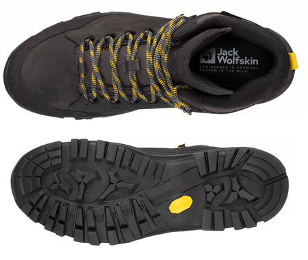 Wyprzedaż - Buty trekkingowe męskie Jack Wolfskin REBELLION TEXAPORE MID M phantom / burly yellow XT (4051171_6357)