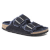 Klapki ocieplane Birkenstock Arizona VL Shearling Midnight skóra zamszowa szerokie regular (1020592)