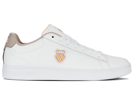 Męskie sneakersy K-Swiss COURT SHIELD II WHITE/TAUPE/JURASSIC GOLD-M (04412-988-M)