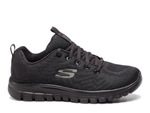 Buty sportowe damskie Skechers GRACEFUL GET CONNECTED przewiewne siateczkowe czarne (12615WBBK)