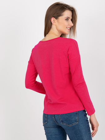 Fuksjowa bawełniana bluzka basic longsleeve  (RV-BZ-5121.18)