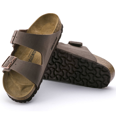 Klapki damskie brązowe Birkenstock Arizona Birko-Flor Nubuck Mocha narrow wąskie (0151183)