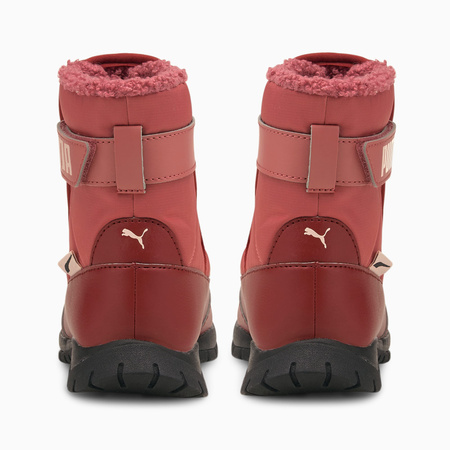 Wyprzedaż - Śniegowce dziecięce Puma Nieve Boot WTR AC PS ocieplane buty zimowe na rzepy różowe (380745-04)