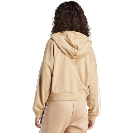 Bluza damska Essentials 3-Stripes French Terry Hoodie Quarter Zip beżowa (JX7676)