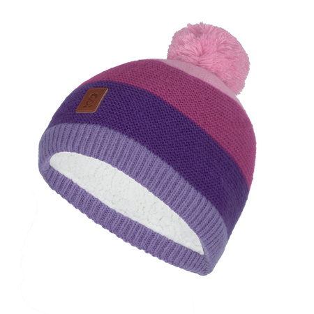 Czapka zimowa dziecięca Trollkids Kids Gryllefjord Bobble Cap z pomponem różowa/fioletowa (987-243)